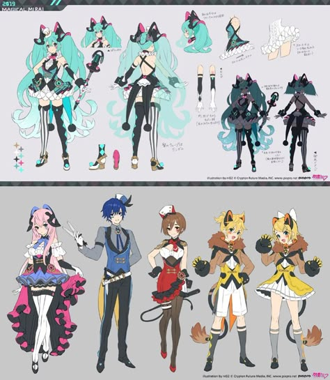 Hatsune Miku Magical Mirai, Miku Cosplay, New Illustration, Vocaloid Characters, Character Design Ideas, Concept Art Character, Scott Pilgrim, Character Sheet, Beautiful Posters