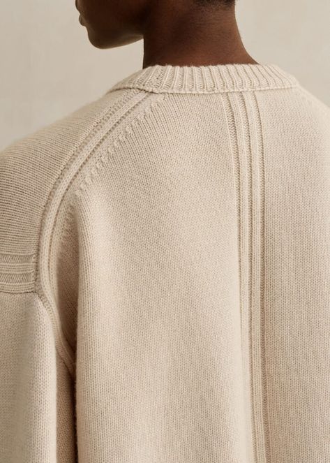 Merino Cashmere Layering Sweater + Snood Pebble Layering Sweater, Knitwear Details, Man Sweater, Ankle Sleeve, Sweater Layering, Paneled Skirt, Cashmere Yarn, Heavy Knit, Fashion Story