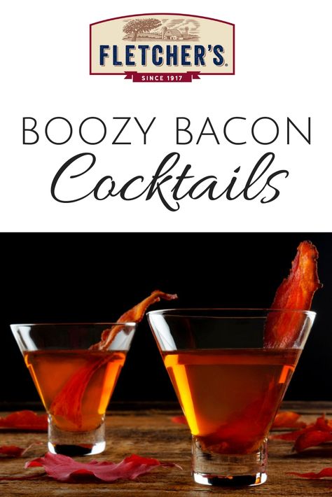 Cocktails made with bacon. Bacon Alcoholic Drinks, Bacon Cocktails, Hard Cider Cocktail, Flavored Vodka Drinks, Bacon Vodka, Bacon Party, Ginger Beer Cocktail, Cider Cocktails, Pineapple Drinks