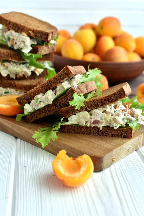 Cashew Apricots Turkey Salad Sandwiches Recipe - Cook.me Recipes Turkey Salad Sandwich, Easy Leftover Turkey Recipes, Turkey Salad Recipe, Turkey Sandwiches Recipes, Cashew Recipes, Chicken Salad Sandwich Recipe, Salads For A Crowd, Turkey Salad, Cranberry Cream Cheese