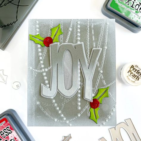 Joy Christmas Card with the Sizzix Tim Holtz Release - Project Idea - Scrapbook.com Tim Holtz Sizzix Dies, Holiday Card Inspiration, Paper Techniques, Joy Christmas Card, Tim Holtz Dies, Sizzix Dies, Tim Holtz Cards, Hanukkah Cards, Tim Holtz Sizzix