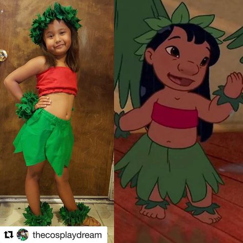 Inspiration & Accessories: DIY Lilo & Stitch Halloween Costume Idea - #lilocosplay #liloandstitch #hula #lilohuladancer #disney #disneycosplay Lilo Hula Costume, Diy Hawaiian Outfit, Lilo Y Stitch Disfraz, Diy Lilo Costume, Lilo And Stitch Diy, Lilo Cosplay, Stitch Costume Diy, Lilo Stitch Costume, Hula Girl Costume