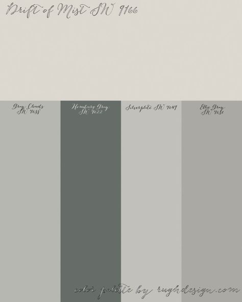 Drift of Mist SW 9166 with a Monochromatic color scheme. | Rugh Design Color Palette For Living Room, Lake House Colors, Drift Of Mist, Mudroom Paint, Redoing My Room, Interior House Ideas, Paneling Ideas, Mist Color, Kitchen Plan