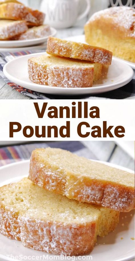 This perfectly moist and sweet Vanilla Pound Cake recipe is a delicious old-fashioned dessert that's made with simple ingredients. Vanilla Pound Cake Recipes Moist, Pound Cake Recipes Moist, Vanilla Pound Cake Recipe, Cake Pinterest, Vanilla Pound Cake, Cherry Bread, Sour Cream Pound Cake, Cake Delicious, Cheesecake Dip