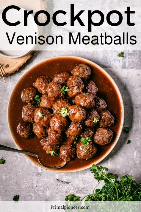 Easy Venison Crockpot Recipes, Ground Venison Crockpot Recipes, Venison Meatballs Crockpot, Healthy Venison Recipes, Venison Meatball, Venison Meatballs Recipes, Ground Venison Recipes Meatballs, Venison Recipes Crockpot, Venison Meatball Recipes