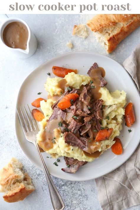 This classic pot roast recipe cooked in the slow cooker is fall-apart tender and full of so much flavor. Easy Homemade Gravy, Slow Cooker Pot Roast, Classic Pot Roast, Best Pot Roast, Pot Roast Recipe, Crockpot Ideas, Pot Roast Slow Cooker, Homemade Gravy, Creative Cooking