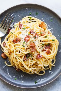 Let It Be: Spaghetti Carbonara * Ayam Mentega, Chicken Thights Recipes, Spaghetti Carbonara Recipe, Pasta Alla Carbonara, Resep Pasta, Carbonara Recipe, Italian Pasta Recipes, Pasta Carbonara, Carbonara Pasta