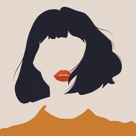 Minimal abstract portrait of a woman by Jess W Art Simple Vector Art Portrait, Line Portrait Art, Stylized Portrait Illustration, Minimal Face Drawing, Woman Portrait Photography Faces, Monochromatic Painting Portraits, Simple Portrait Painting, Minimal Vector Portrait, Simple Portrait Illustration