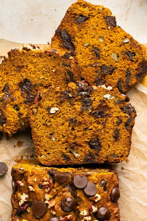 A classic pumpkin bread, made healthier! This version of my pumpkin bread uses white whole wheat flour as a base and is lightly sweetened with maple syrup. It's completely dairy free, nut free, and refined sugar free. #erinliveswhole #pumpkin #pumpkinbread #fall Paleo Pumpkin Bread, Healthy Pumpkin Bread, Pumpkin Hummus, Brunch Bread, Paleo Pumpkin, Pumpkin Spice Syrup, Pumpkin Bread Recipe, Healthy Pumpkin, Healthy Sweets Recipes