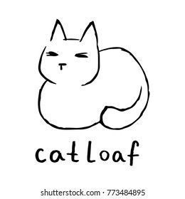 Cat Loafing Drawing, Funny Cat Painting Easy, Loaf Cat Tattoo, Cat One Line Drawing, Cat Loaf Drawing, Cat Bakery, Cat Line Drawing, Tats Ideas, Simple Cat Drawing