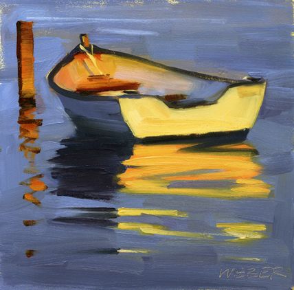 Kathy Weber, Nature Lights, Sunset Oil Painting, Watercolor Boat, Boat Art, Boat Painting, Water Art, Contemporary Abstract Art, Daily Painting