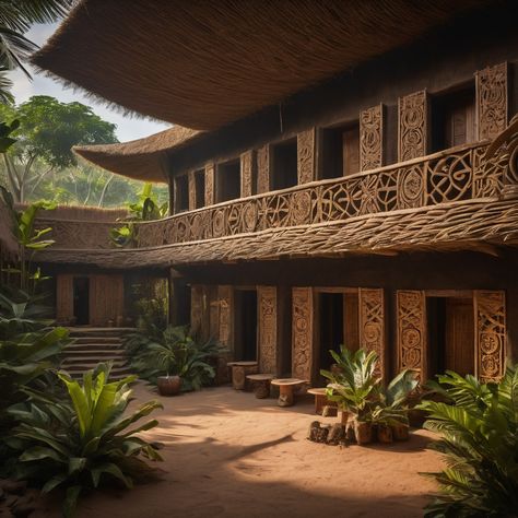 Belize Architecture, Biopunk Aesthetic, Fantasy Mansion, Solarpunk Art, Dream Cars Audi, African Architecture, Female Samurai, African House, Mud House