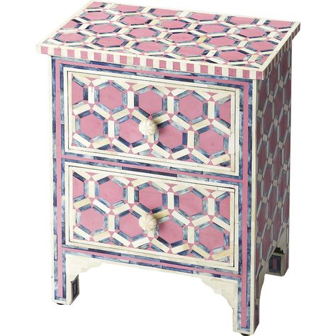 Look what I found on Wayfair! I love the Grey Bone finish. Bone Inlay Nightstand, Pink Nightstands, Bone Inlay Bedside Table, Unique Bedside Tables, Bone Inlay Side Table, Traditional Chest, Bone Inlay Furniture, Inlay Furniture, Table Bedside