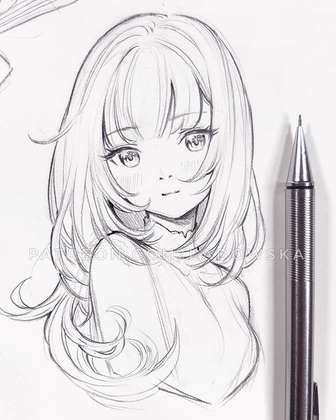 Woman Hair Drawing, Asia Ladowska, Disney Art Drawings, Art Drawings Sketches Pencil, Architecture Drawing Art, Character Sketches, Arte Sketchbook, Girl Sketch, Anime Drawings Tutorials