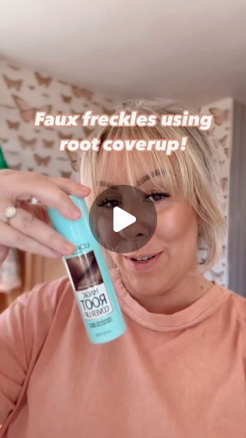 Lacey Farber on Instagram: "Faux freckles using magic root cover up. Bruh. 
.
.
.
.
.
.
#fauxfreckles #freckles #makeuphacks #makeuptrend #magicrootcoverup #makeuptutorial" How To Put Fake Freckles, Diy Glitter Freckles, How To Make Fake Freckles Makeup, How To Do Fake Freckles, Diy Freckles, Spray On Freckles, How To Do Fake Freckles With Eyeshadow, Fake Freckles Tutorial, Root Cover Up