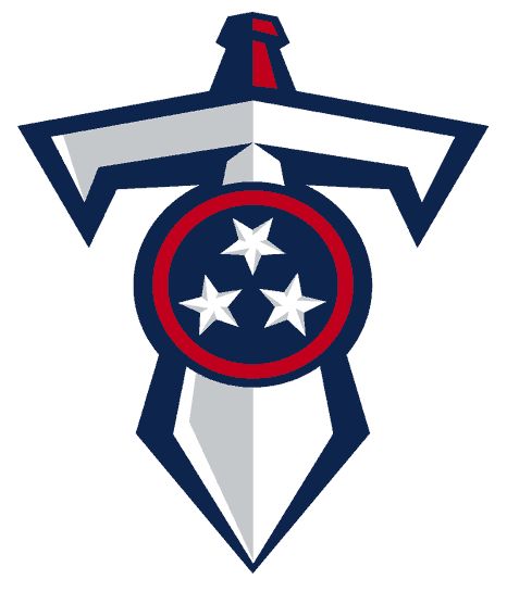 Tennessee Titans Logo - Silver and white T-Sword under Tennesse shield outlined in navy (SportsLogos.Net) Tn Titans, Nfl Football Logos, Titans Logo, Tennessee Titans Logo, Tennessee Titans Football, Titans Football, Nfl Teams Logos, Nfl Logo, Football Logo