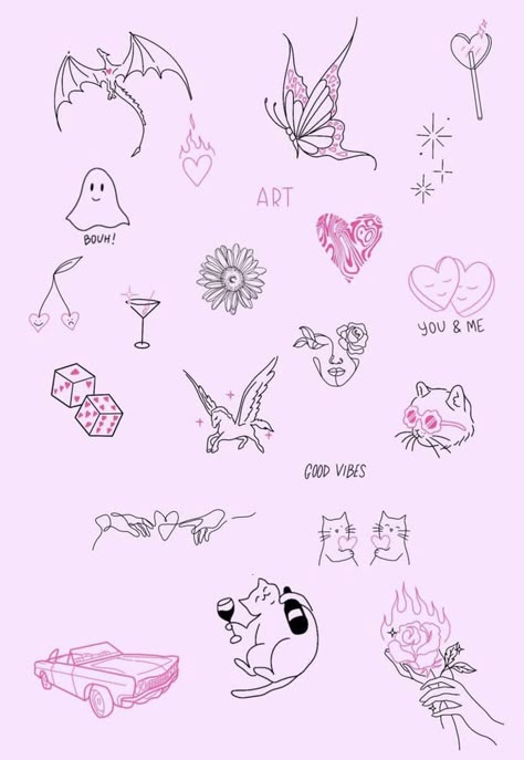 Beginner Tattoos, Small Girly Tattoos, Petit Tattoo, Pink Tattoo, Small Pretty Tattoos, Cute Little Tattoos, Small Hand Tattoos, Girly Tattoos, Subtle Tattoos