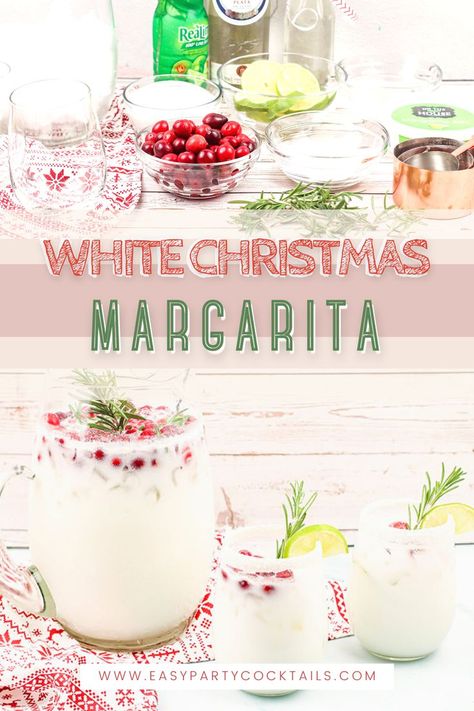 White Christmas Margarita Pitcher White Christmas Margarita Pitcher, Christmas Margarita Pitcher, White Margarita, White Christmas Margarita, Cocktail Coconut, Margarita Pitcher, Christmas Margarita, Best Christmas Cocktails, Cranberry Margarita