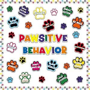 Dog Bulletin Board, Behavior Bulletin Boards, Paw Ideas, Bulletin Board Decoration, Behavior Classroom, Behavior Plan, Dog Paw Prints, Art Collaboration, Classroom Bulletin Board