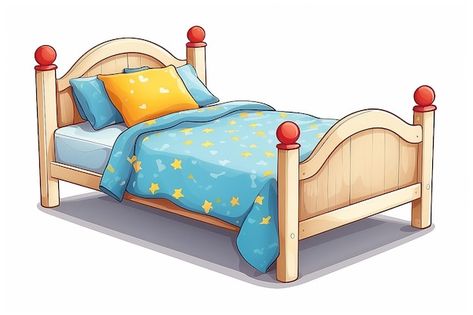 Premium Photo | Illustration of isolated children bed on white background Bed Illustration Art, Bed Clipart, Bed Illustration, Bed Cartoon, Bed Vector, Bedroom Cartoon, Children Bed, Drawing Furniture, Bed Picture