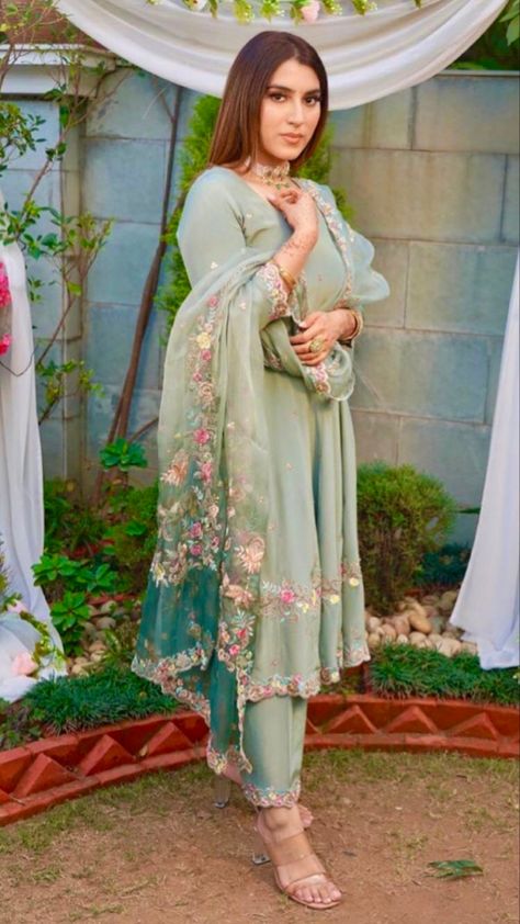 Pista Colour, Asian Wedding Dress Pakistani, Embroidery Suits Punjabi, Pakistani Formal Dresses, Latest Bridal Dresses, Punjabi Outfits, Indian Designer Suits, Latest Dress Design, Indian Gowns Dresses