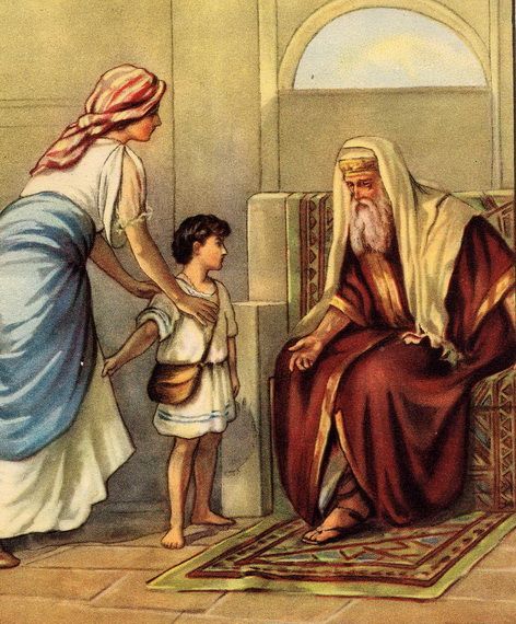 Hannah in Bible :D My namesake taking her son Samuel to the temple as she promised God she would :)) Samuel Bible Story, Samuel Bible, Biblical Characters, Christian Stories, Bible Stories For Kids, Bible Illustrations, Bible Images, Bible Pictures, Bible Lessons For Kids