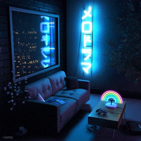 Vaporwave Room, Cyberpunk Room, Army Aesthetic, Neon Bedroom, Pompe A Essence, Rm Suga, Neon Room, New Retro Wave, Cyberpunk Aesthetic