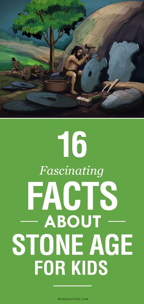 The period started when our ancestors made the first stone tool, about 3.4 million years ago, and continued until the introduction of metal tools, around a few thousand years ago. And, here MomJunction has compiled 16 interesting Stone Age facts for kids. Read on to learn more. Stone Age Facts, Stone Age Ks2, Stone Age Display, Stone Age Boy, Stone Age Activities, Stone Age Houses, Early Humans History, Archaeology For Kids, Stone Age People