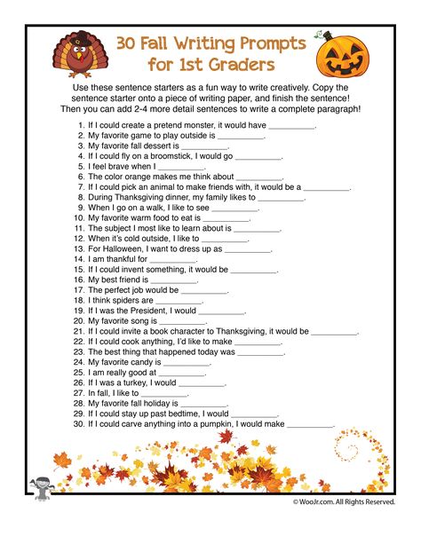 November Writing Prompts 2nd Grade, Fall Writing Prompts First Grade, November Writing Prompts First Grade, Fall Writing Prompts 2nd Grade, 2nd Grade November Activities, Fun Writing Prompts For Kids, Fall Writing Prompts For Kids, Fall Writing Activities 1st Grade, Autumn Writing Prompts