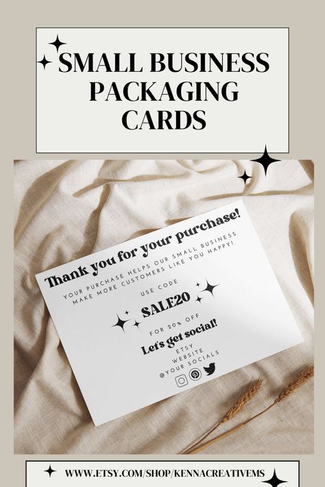 Package Inserts, Card Templates Printable, Small Business Packaging Ideas, Small Business Inspiration, Branding Design Packaging, Business Packaging, Small Business Packaging, Business Thank You Cards, Cookie Packaging