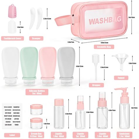 18 Pcs Travel Bottles Set for Toiletries TSA Approved (Pink) https://noideeer.com/products/18-pack-travel-bottles-02 NoiDeeer #Hot Travel Bottles Toiletries, Travel Bottle Set, Tsa Approved, Travel Bottles, Travel Packing, Pink, Travel, On Instagram, Instagram