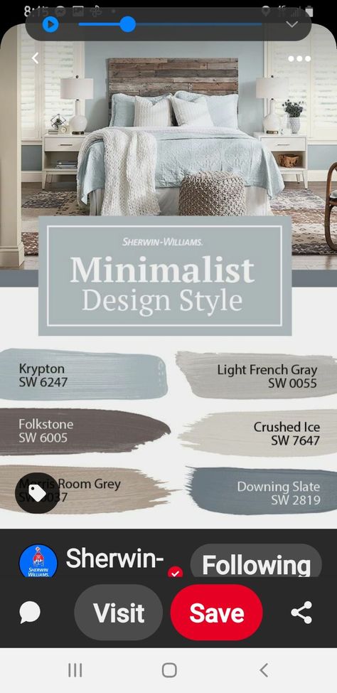 Morris Room Grey, Outside House Colors, Sherwin Williams Gray, Minimalist Design Style, Grey Palette, Room Redesign, French Grey, Crushed Ice, Sherwin Williams