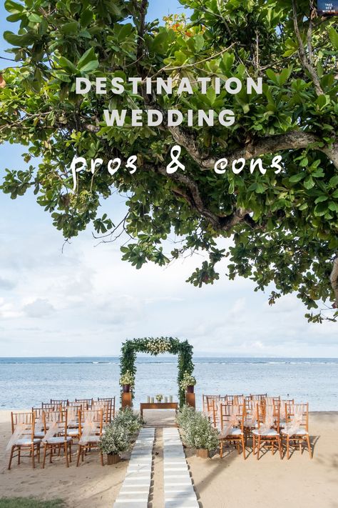 Pros & Cons of Destination Weddings #travel #destinationweddings https://takeoffwithme.com/pros-and-cons-of-destination-weddings/ Destination Wedding Packing List, 50 Wedding Anniversary Centerpieces, Destination Wedding Indian, Wedding Aisles, Rustic Beach Wedding, Simple Beach Wedding, Bridal Alterations, Wedding Night Lingerie, Custom Wedding Gown