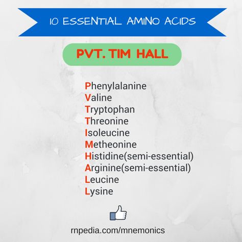 10 essential amino acids Essential And Non Essential Amino Acids, Essential Amino Acids Mnemonic, Biochemistry Mnemonic, Microbiology Study, Science Formulas, Biochemistry Notes, Neet Notes, Organic Chemistry Study, Study Info