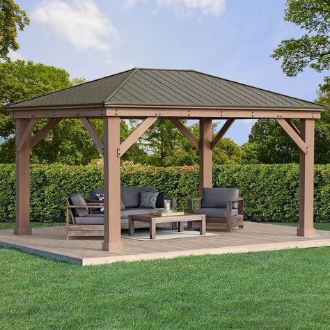 Gazebo Pictures, Gazebo Bar, Gazebo Privacy, Pergola Decor, Terrasse Design, Pergola Swing, Gazebo Ideas, Wooden Gazebo, Outdoor Pavilion