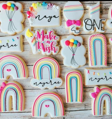 Rainbow Decorated Cookies, Neon Cookies, Cookies Birthday, Royal Iced Cookies, Rainbow Cookies, Sugar Cookie Designs, Flowers Wallpapers, Rainbow Birthday Party, Pretty Cookies