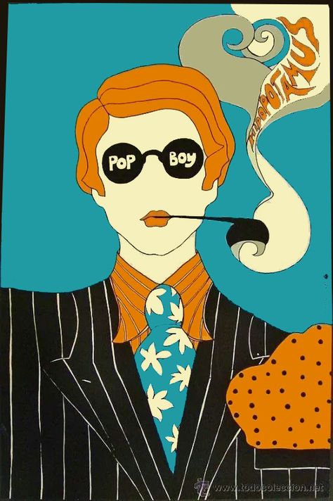 Psychedelic Pop Boy Poster 1969. Has the Pushpin Studios look but unsure who the designer was --- but I really like it. 60s Illustration, 1960s Posters, Images Pop Art, Sign Typography, 60s Art, Pop Boy, Retro Kunst, Motif Vintage, Arte Inspo