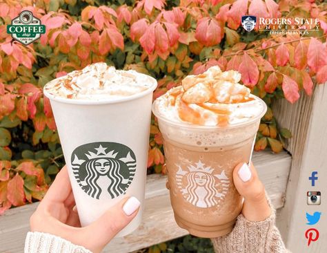 Fall faves two ways: 🍂 Pumpkin Spice Latte 🍂 Salted Caramel Mocha Frappuccino® drink #RSUDiningServices #HilltopCoffeeShopAndJuiceBar #WeProudlyServeStarbucks Salted Caramel Mocha Frappuccino, Flat Exterior, Starbucks Pumpkin Spice Latte, Salted Caramel Mocha, Coffee Autumn, Mocha Frappuccino, Starbucks Pumpkin Spice, Kind Bars, Caramel Mocha