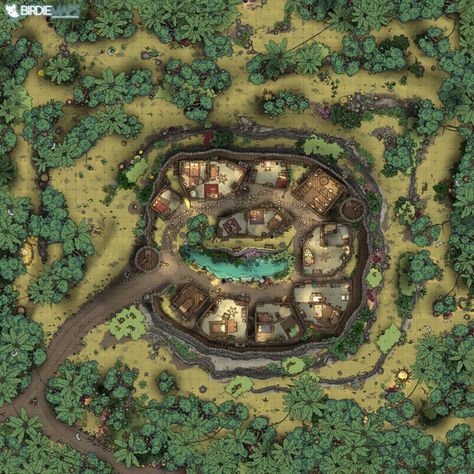 [FREE] Jungle Keep [50x50] | Patreon Forest Map, Village Map, Dnd World Map, Map Making, Fantasy World Map, D D Items, Tabletop Rpg Maps, Fantasy Maps, Rpg Maps