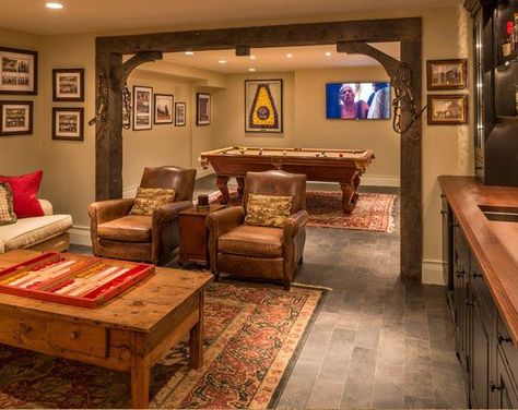 49 Amazing Luxury Finished Basement Ideas | Home Remodeling Contractors | Sebring Design Build Basement Poles, Rustic Basement, Modern Basement, Home Remodeling Contractors, Basement Inspiration, Finished Basement Ideas, Man Cave Basement, Diy Basement, Basement Plans