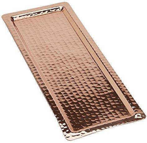 Copperbull Hammered Copper Rectengular Tray,13x5 (Copper) by CopperBull CopperBull Copper Serving Tray, Frame Drum, How To Polish Copper, Copper Tray, Tiered Serving Trays, Island Countertops, Hammered Copper, Serving Trays, Coffee Set