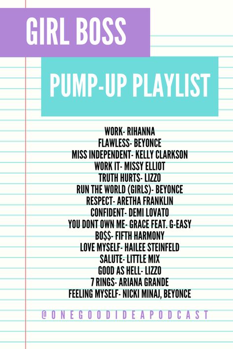 Pump yourself up for work, meetings, interviews. You are a boss babe. You go girl! 👊 #bossbabe #girlboss #playlist Girlboss Playlist, Bossy Woman, Hype Songs, Vibe Playlist, Work Playlist, Workout Music Playlist, Empowering Songs, Creative Home Decor Ideas, Boss Music