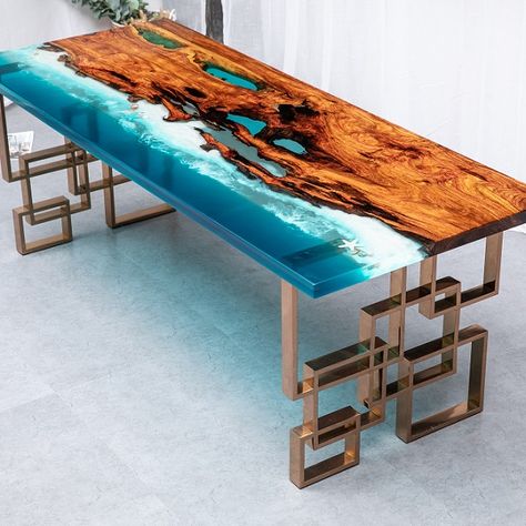 Couch Console, Ocean Table, Epoxy Dining Table, Wood Resin Table, Table Resin, Dining Table Sizes, Epoxy Table Top, Table Epoxy, Block Table