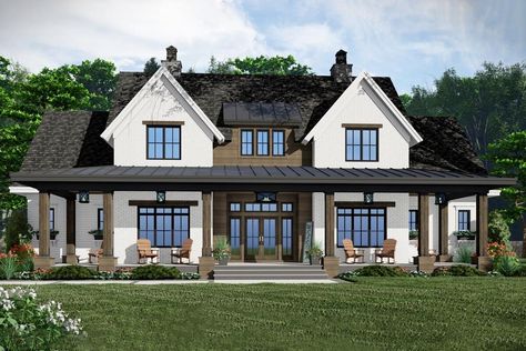 4-Bedroom 2-Story Modern Farmhouse with Home Office and Bonus Expansion (Floor Plan) Large Modern Farmhouse Plans, Farmhouse Style House Plans, Craftsman House Plan, Farmhouse House, Farmhouse Plan, House Plans Farmhouse, Modern Farmhouse Plans, Plan Ideas, Spacious Kitchens