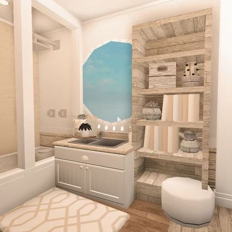 Cottage Bloxburg, Bathroom Ideas Luxury, Tiny House Bedroom, Cute Bathroom, Bloxburg House Ideas Layout, House Decorating Ideas Apartments, Small House Layout, Simple Bedroom Design, Tiny House Layout