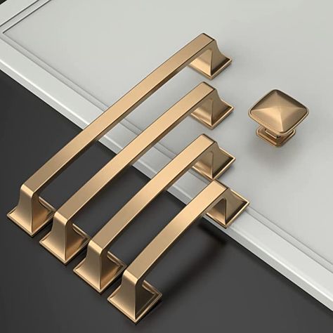 Brushed Gold Kitchen Hardware, Bronze Hardware Kitchen, Bathroom Drawer Pulls, Gold Hardware Kitchen, Black Shaker Kitchen, Bronze Kitchen Hardware, Gold Kitchen Hardware, Cabinet Hardware Bathroom, Cabinet Hardware Kitchen