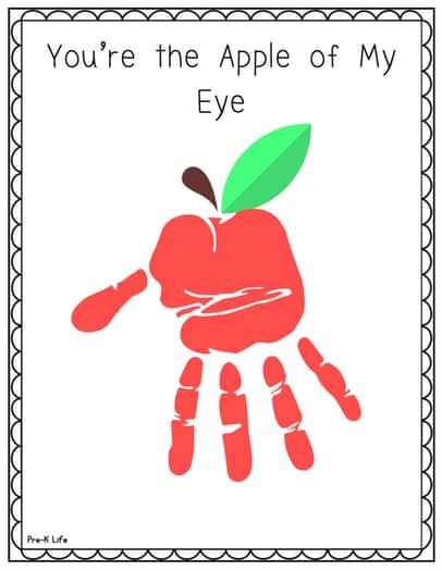 Apple Handprint Craft Fall Art Activity by Pre-K Life | TPT Apple Handprint Crafts For Toddlers, Johnny Appleseed Crafts For Toddlers, Apple Toddler Art, Apple Themed Crafts For Kids, September Prek Crafts, Apple Arts And Crafts For Kids, September Pre K Crafts, Pre K Apple Activities, Pre K Themes