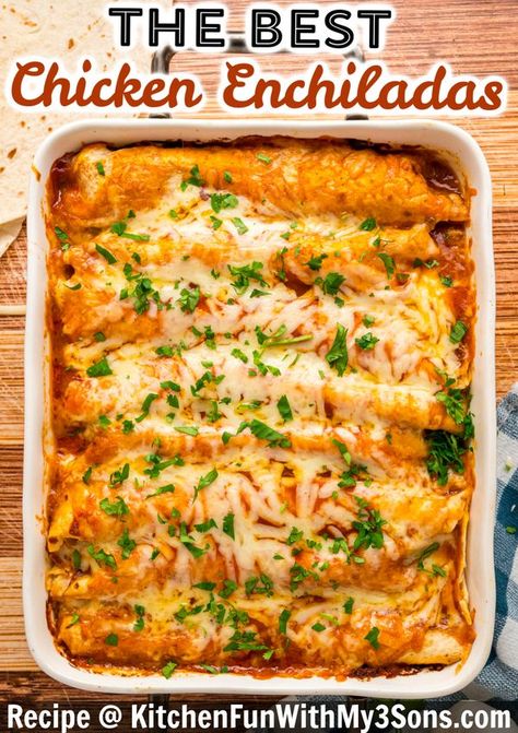 Kitchen Crafty Fun Easy Chicken Enchilada Recipes, Costco Chicken Enchilada Recipe, Easy Mexican Enchiladas, Kraft Enchiladas Chicken, Red Enchilada Recipe Chicken, Easy Dinners With Shredded Chicken, Chicken Enchilada Recipes Casserole, Chicken And Cheese Enchiladas Easy, Quick Enchiladas Chicken