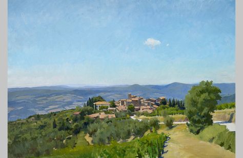 Volpaia Italian Landscape, Great Paintings, Cloud Painting, Traditional Paintings, Figurative Art, Great Artists, Art Studios, Abstract Landscape, Beautiful Paintings