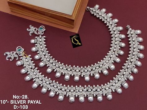 WhatsApp:- +91 7043457060 * How To Order? - Take A Screenshot of The Product - Send It On WhatsApp:- +91 7043457060 - Get It Delivered To Your Doorstep Heavy Payal Designs Silver, Jaipuri Jewellery, Antique Silver Anklet, Payal Designs Silver, Antique Necklace Set, Silver Payal, Wedding Silver, Silver Anklet, Silver Anklets